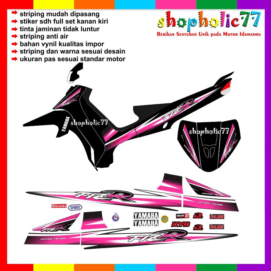Striping Variasi FIZR untuk Motor Fizr - Desain Kekinian - Mudah dipasang - Anti Air - Warna Cerah