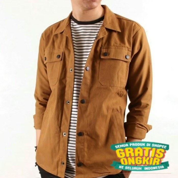 TPK/Semi Parka Kemeja Parka Pria Original Distro Bandung Caramel - Caramel, M/ bsar jumbo mantel jas