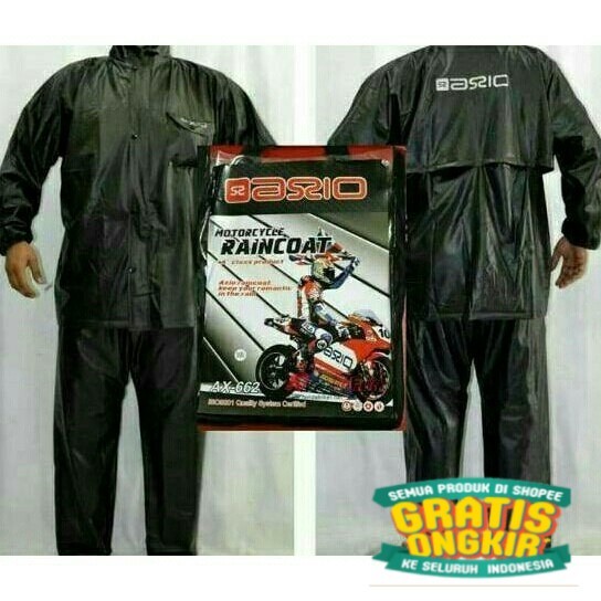 TPK/Jas Hujan AXIO karet / pvc rubber original anti bocor - 662 L hitam/ bsar jumbo mantel jashujan