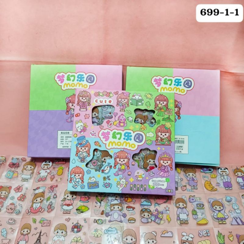 

Momo Cute Stiker isi 100pcs Murah Bagus_stiker kuromi karakter lucu