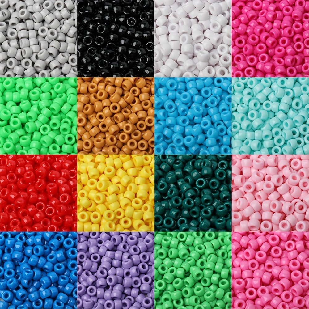 

100pcs 6x9mm Colorful Pony Beads Fashion Big Hole Acrylic Beads Kids DIY Bracelet Necklace Making HandCrafts Girls Hair Beads