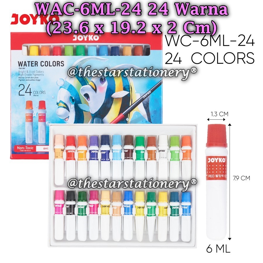 

(1 Set) GROSIR Cat Air JOYKO WAC-6ML-24 24 Warna / Cat Air Water Color Joyko WAC-6ML / WAC-6