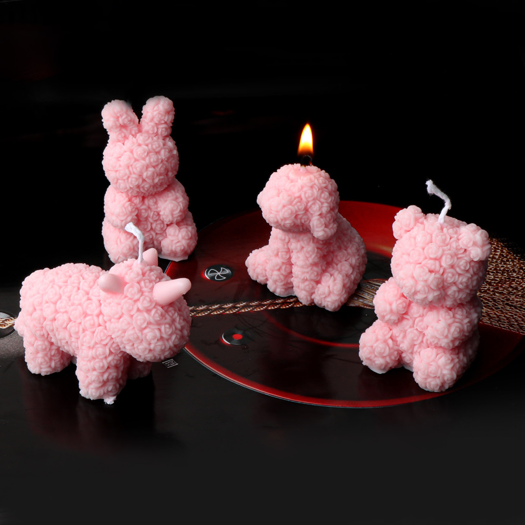

Silicone Mold 3D Rose Bear Rabbit Unicorn Candle Soap Tool DIY Valentine's Day, Mother Day Gift Reusable Soap Candle Making Mold