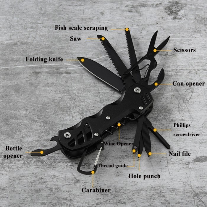 Alat Potong Lipat Multifungsi 12in1 Swiss Army Multitools EDC ML95 MILAIKE Multi Tools Survival