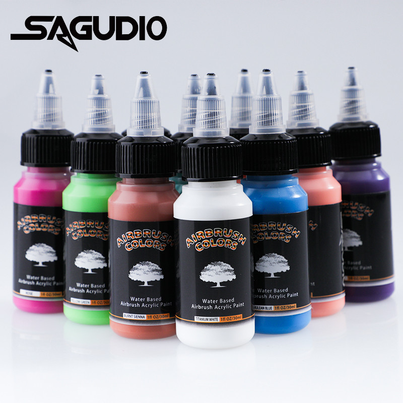 

SAGUD 30ml Airbrush Acrylic Paint Set Different Colors to Choose for Beginner Wood Art Painting Stencils Paint DIY Airbrush