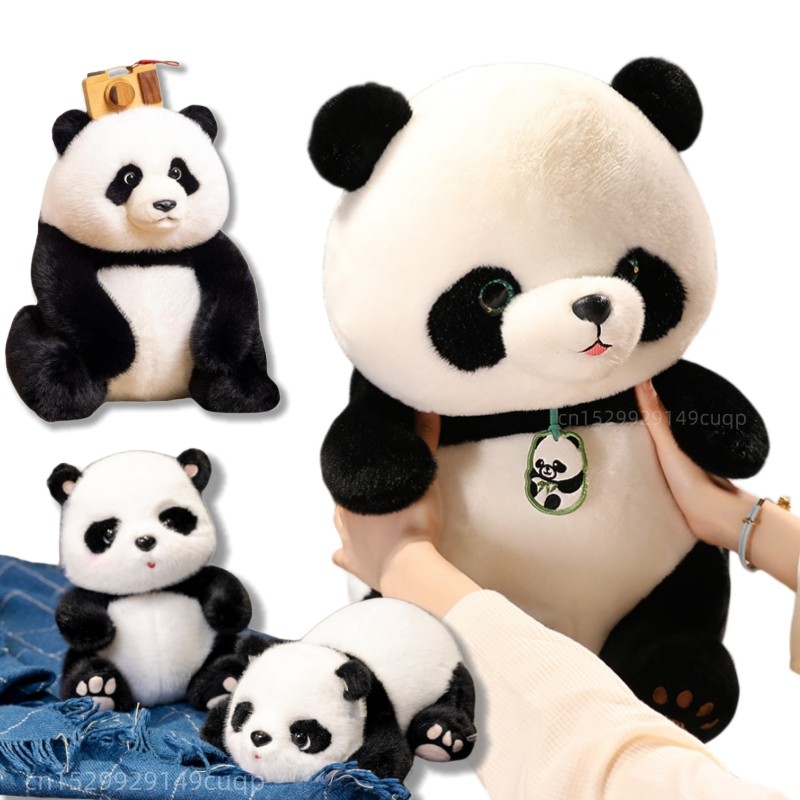 Kawaii Simulation Cosplay Panda Dragon Bamboo Fruit Black And White Plush Dolls Decorate The Bedroom
