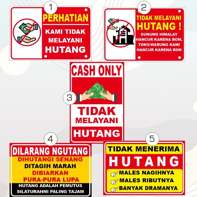 

stiker dilarang hutang waterproof - 1, 10x15 cm
