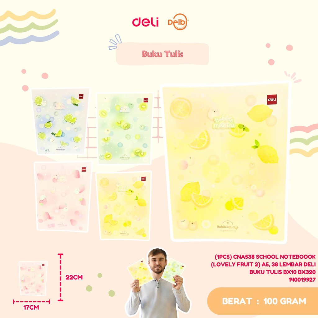 

(1PCS) CNA538 SCHOOL NOTEBOOOK (FUNNY BEAR 3) A5,(TOY SOLDIERS 2) A5 & (LOVELY FRUIT 2) A5