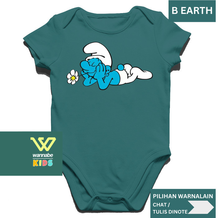 Jumper Bayi KOMIK SMURF 2 Baju Bayi 0-12 bln Baby Rompers