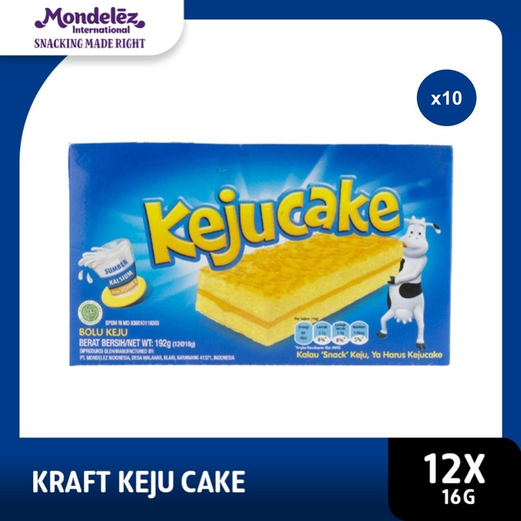 

Kraft Keju Cake Bolu Box 12x16g, kue bolu lembut dengan taburan keju cemilan favorit keluarga x 10 (Family Pack)