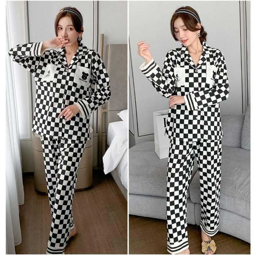 Baju tidur piyama bahan kaos pp premium lengan panjang celana panjang SETELAN SETCEL ONESET SET PIYA