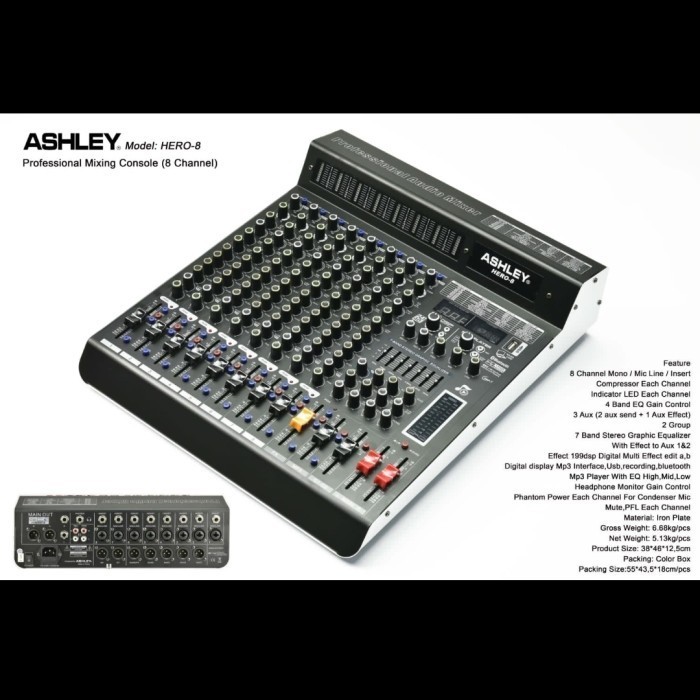 mixer audio ashley hero8 hero 8 8CH original