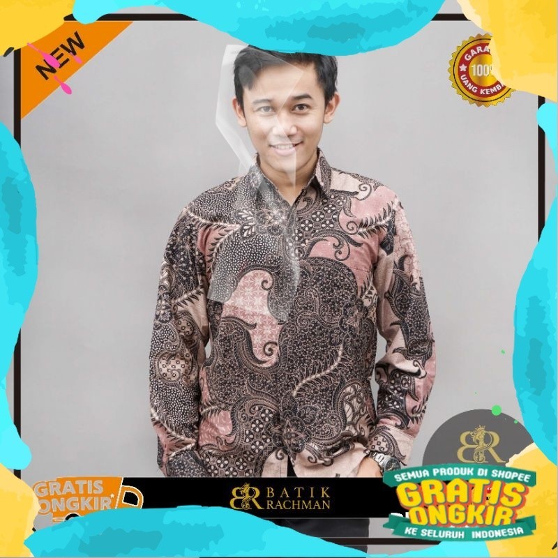 Baju Atasan Kemeja Kameja Batik Pekalongan Pria Cowok Laki Laki Lengan Panjang Premium Modern Murah 