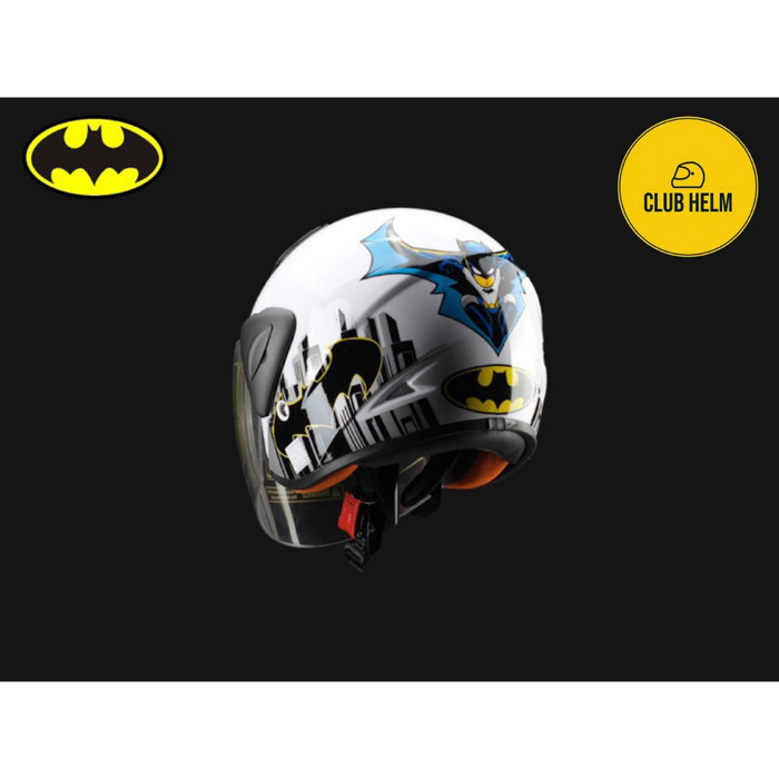 ✨READY✨ -Helm Anak Half Face Karakter Batman - M-Melody Putih