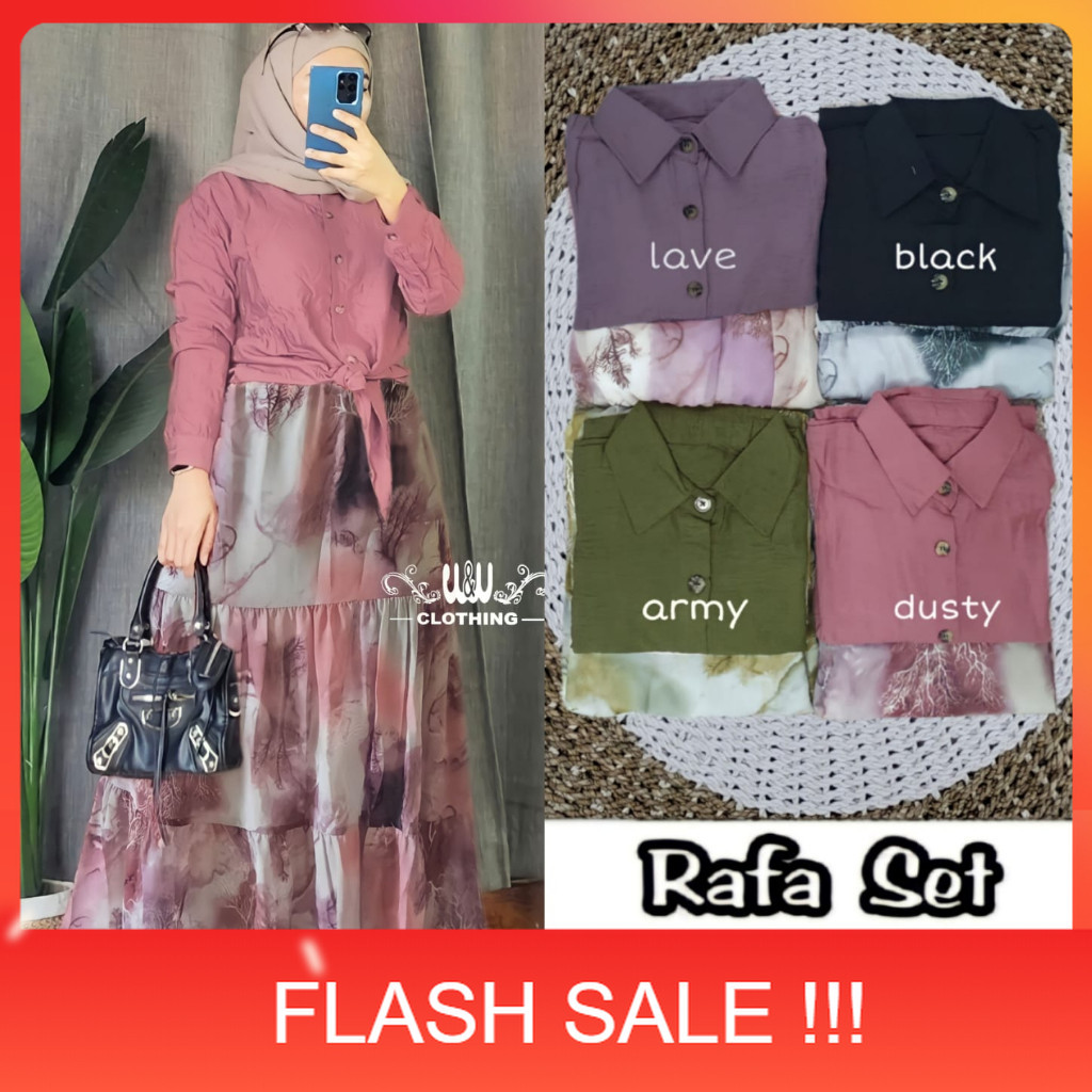 PROMO Setelan Rafa Set LD 108 Atasan Polo Linen Bawahan Ceruty Full Furing