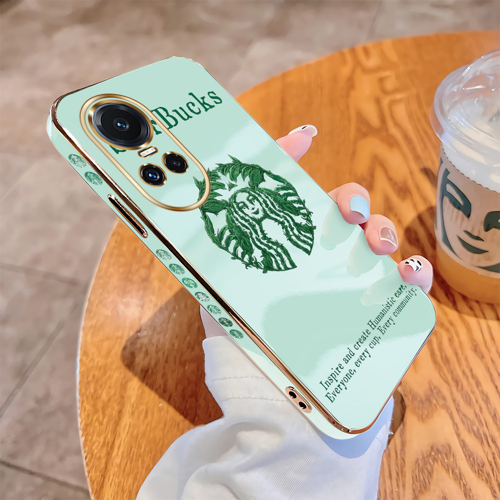 Casing Untuk OPPO Reno10 Pro 5G Softcase Starbucks Coffee Full Cover Luxury Shockproof Plating TPU P