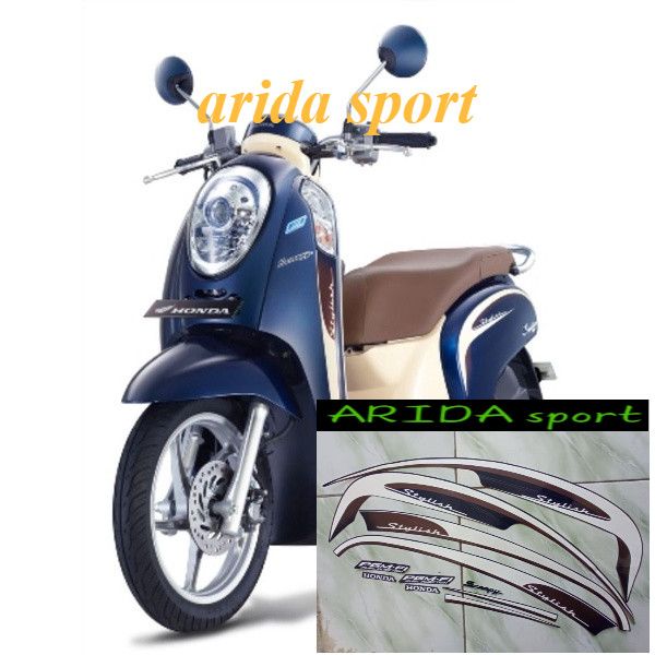 striping stiker  honda scoopy  stylish cw fi 2013 biru motif striping original scoopy