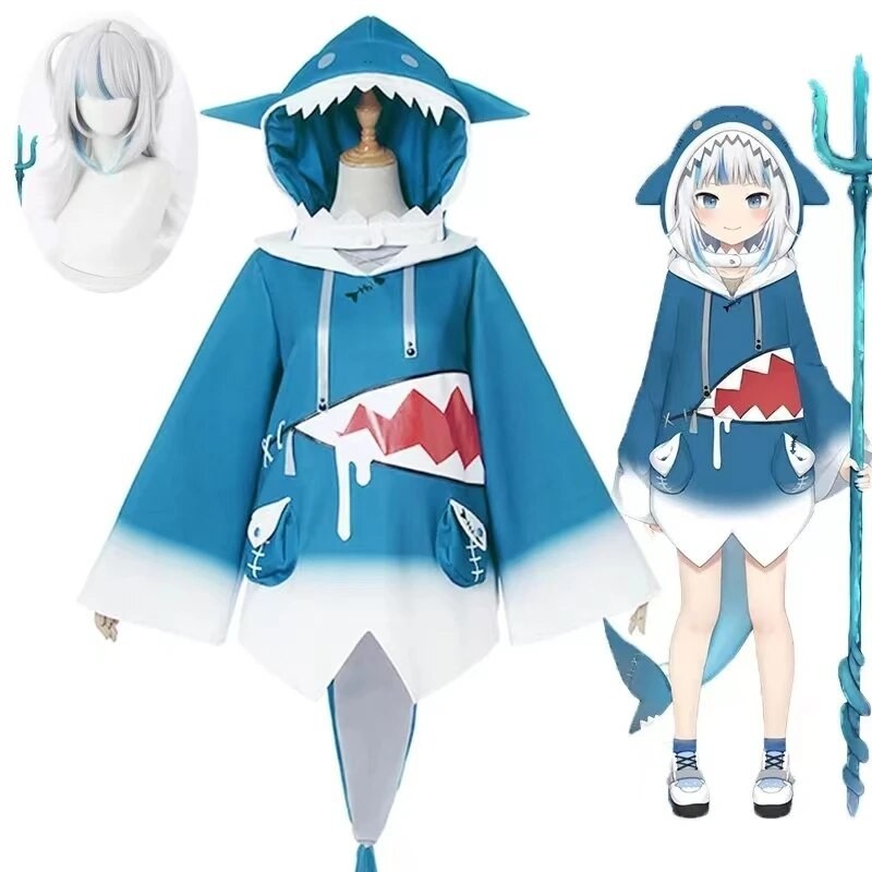 PREORDER Anime Hololive Gawr Gura Cosplay Costumes ENG Shark Halloween Costume for Women Dress Cloth