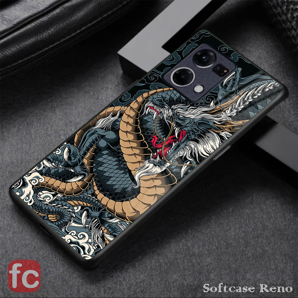 CUSTOM CASE GLOSSY OPPO RENO 7 4G | RENO 8 4G |FR20| MOTIF NAGA DRAGON