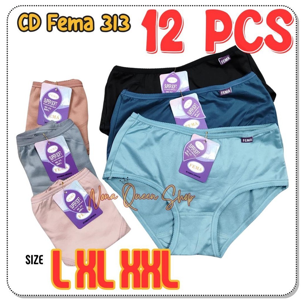 12pcs CD Fema 313 Celana Dalam Wanita Grosir