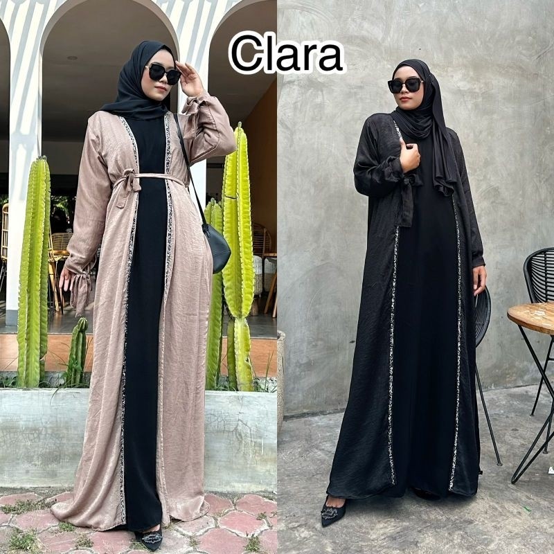 Abaya Gamis Kombinasi Hitam Maxy Dress Fashion Muslim Busana Wanita Turkey Murah Black Clara Clara C