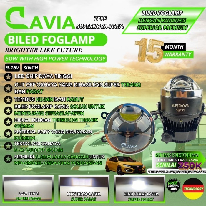 CAVIA-PREMIUM LAMPU BILED LED FOGLAMP PROJECTOR MOBIL HONDA CIVIC