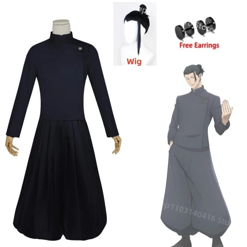 PREORDER Geto Suguru Cosplay Costume Anime Jujutsu Kaisen Wig Suit School Uniform Costume for Adult 