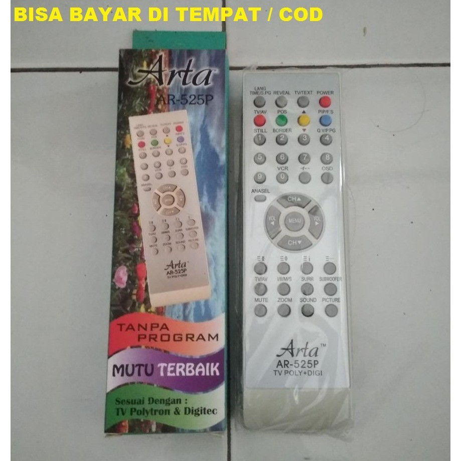 REMOTE TV TABUNG ARTA AR-525 / REMOTE POLYTRON / REMOT TELEVISI