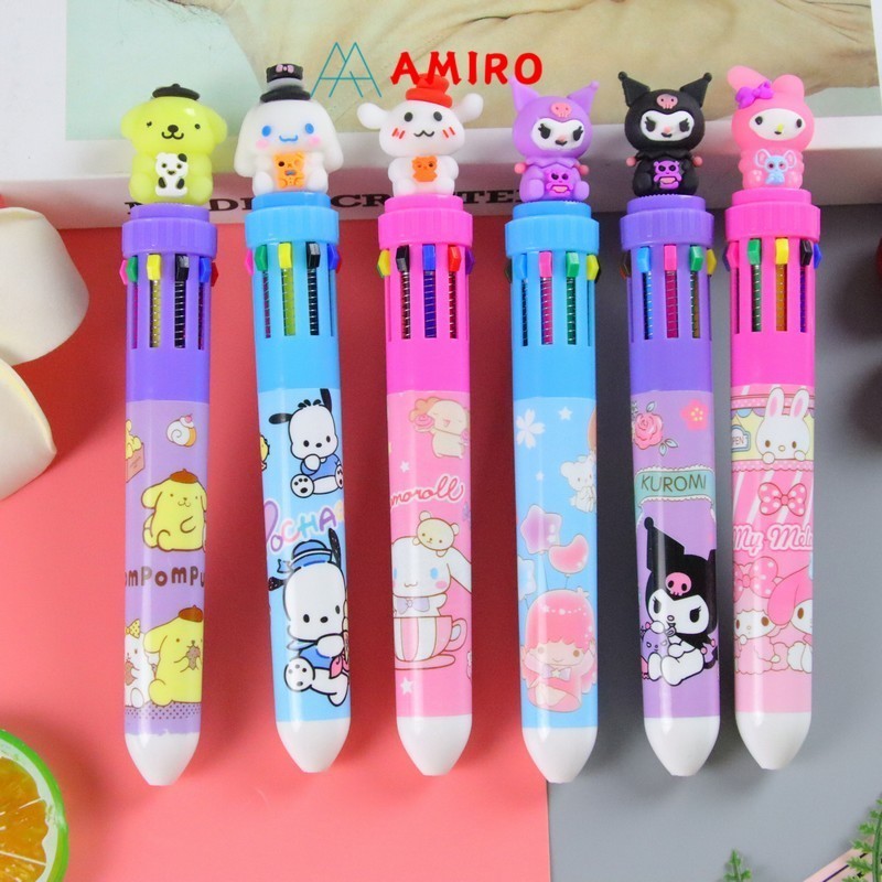 

Pulpen 6 Warna Pena Karakter Mekanik kepala Sanrio Pena Ballpoint