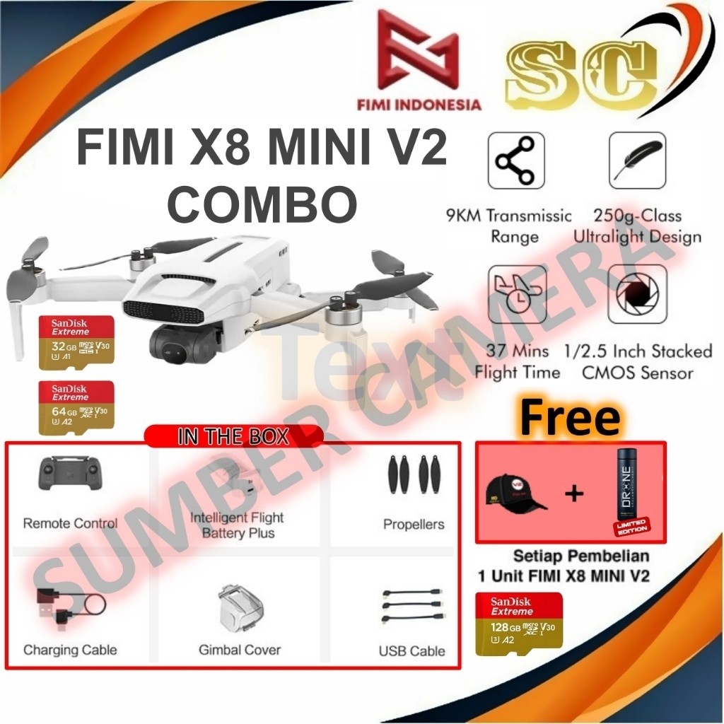 FIMI X8 Mini V2 Combo Drone 9km 4K 3axis Gimbal Camera Garansi Resmi / Drone Fimi X8 mini V2 Combo