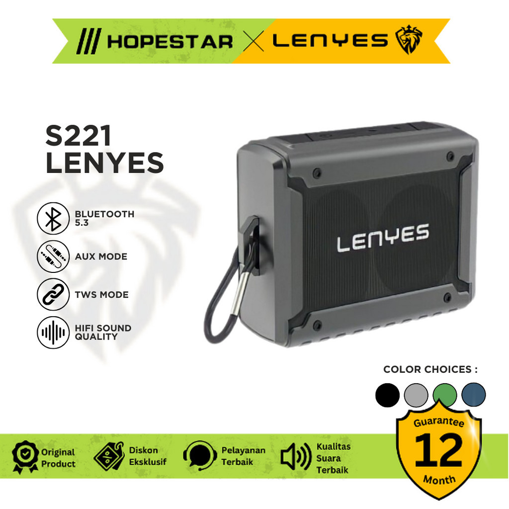 LENYES S221 Mini Wireless Speaker Portable Bluetooth 5.0 Music Box TWS Support Aux Memory Micro SD
