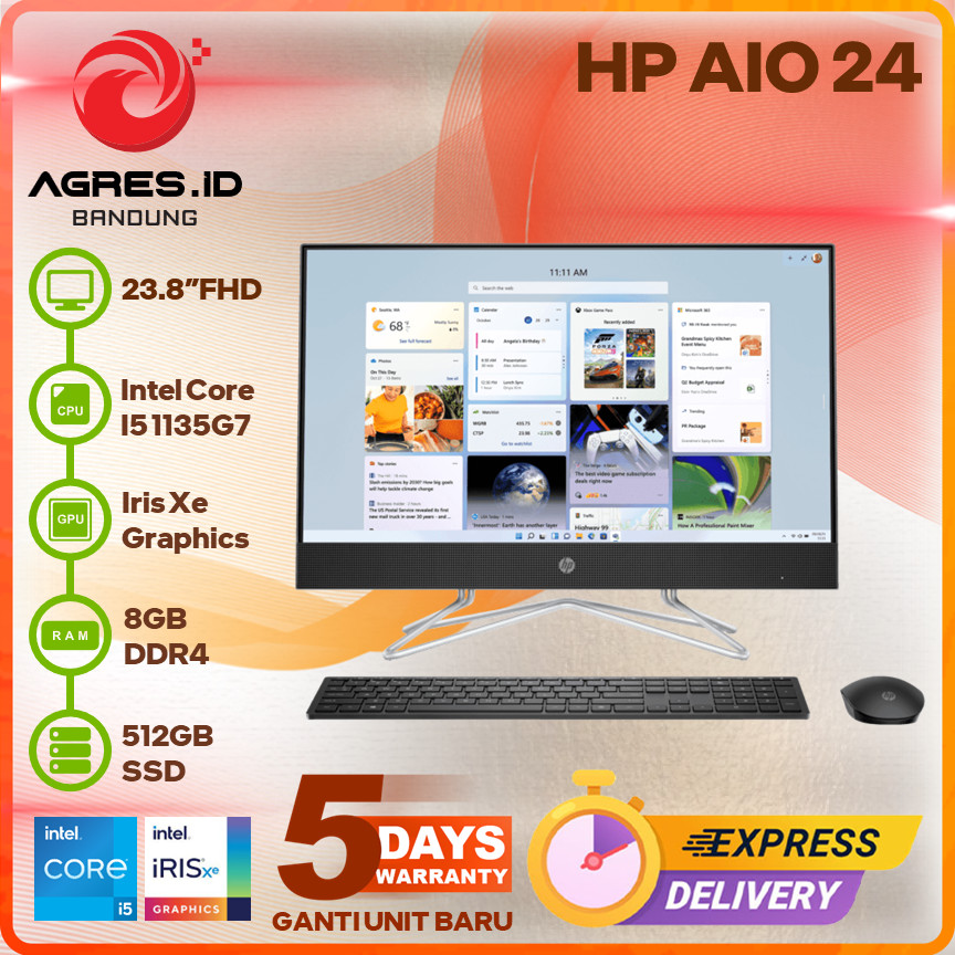 HP AIO 24 I5 1135G7 8GB 512GB 23.8FHD IPS - DF1000D/DF1001D