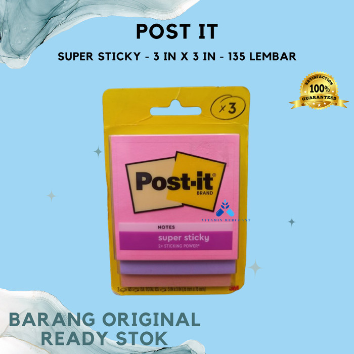 

Post-it 3M Super Sticky Notes Miami (3 Pad) 45 Lembar 3X3