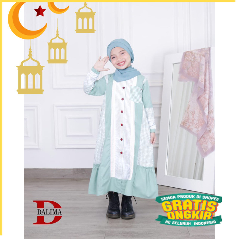 (SIZE XXL)GAMIS KATUN KOMBINASI ANAK DALIMA KIDS BY SEMUT/Maron merah bata red anak tanggng