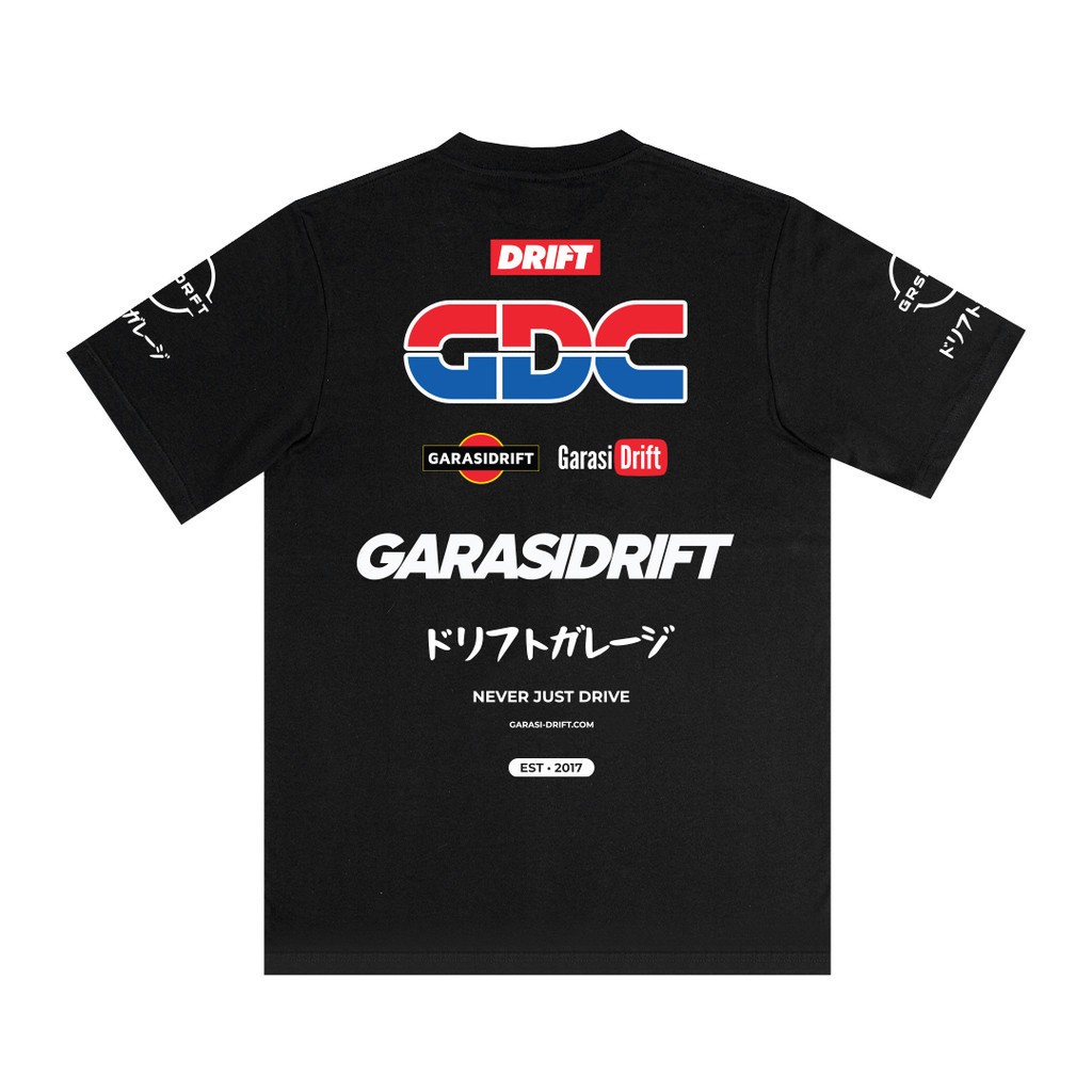 COD Garasi Drift Basic T-Shirt Classic Garasi Drift Team Black Kaos Pria dan Wanita