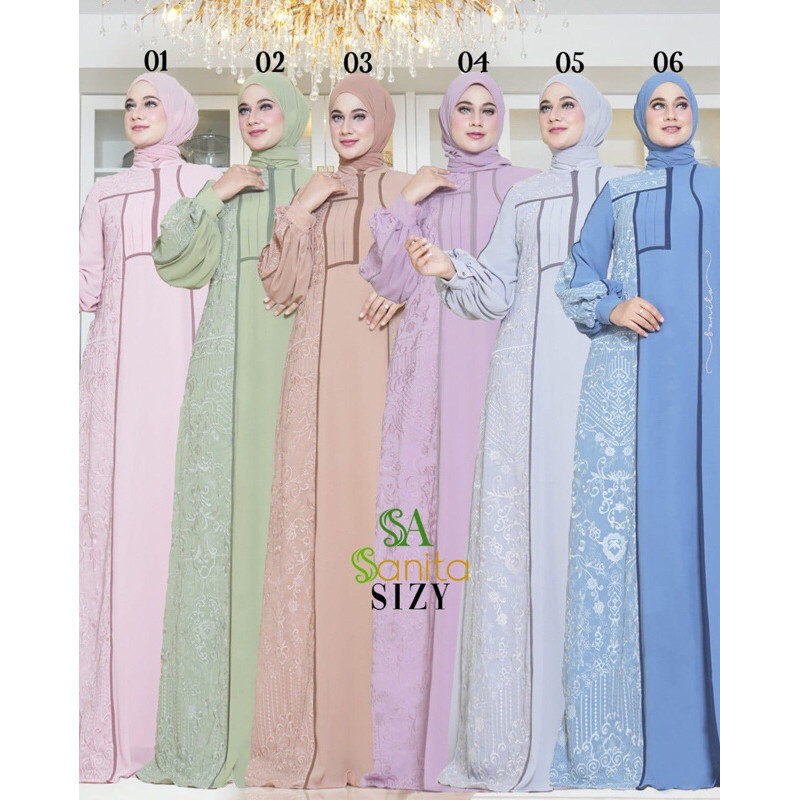 (PromoRamadhan) Gamis Bordir Cantik Sizi Dress Bisa Buat Menyusui Original By Sanita (READY SIAP KIRIM)