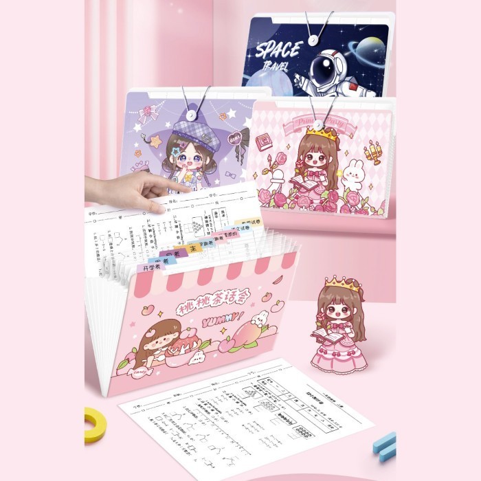 

[LOGU] Organizer kertas, Map kertas, Dokumen Keeper 8 slot, Folder Map Kartun