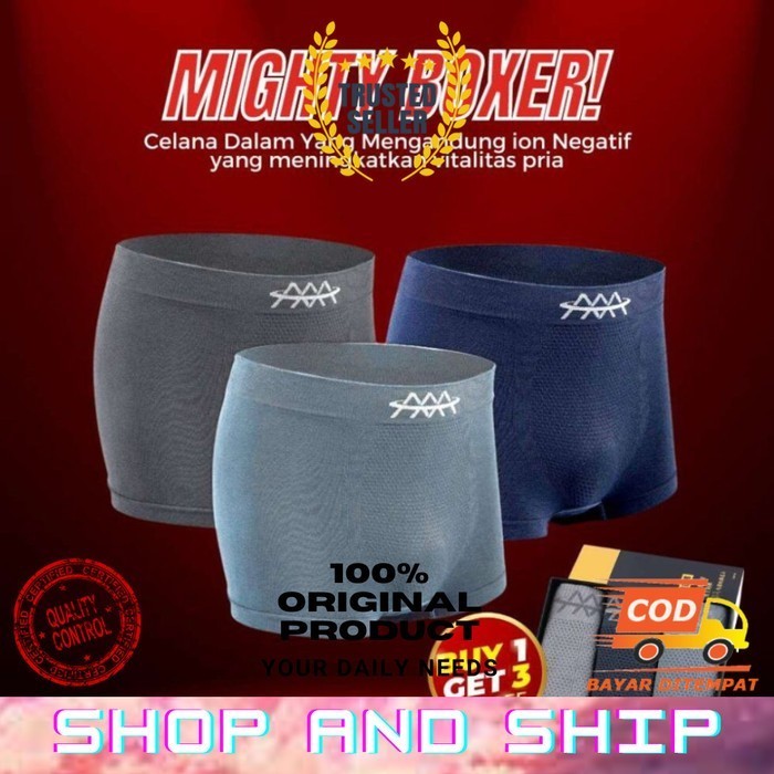 Celana Dalam Boxer 5D Magnetic 3PCS Kesehatan Vitalitas Pria ORIGINAL