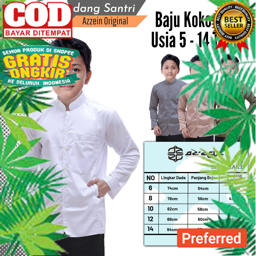 Atasan Muslim Anak Laki Laki Baju Koko Haibah Anak Laki Laki Koko Haibah Anak Usia 5 Sampai 16 Tahun