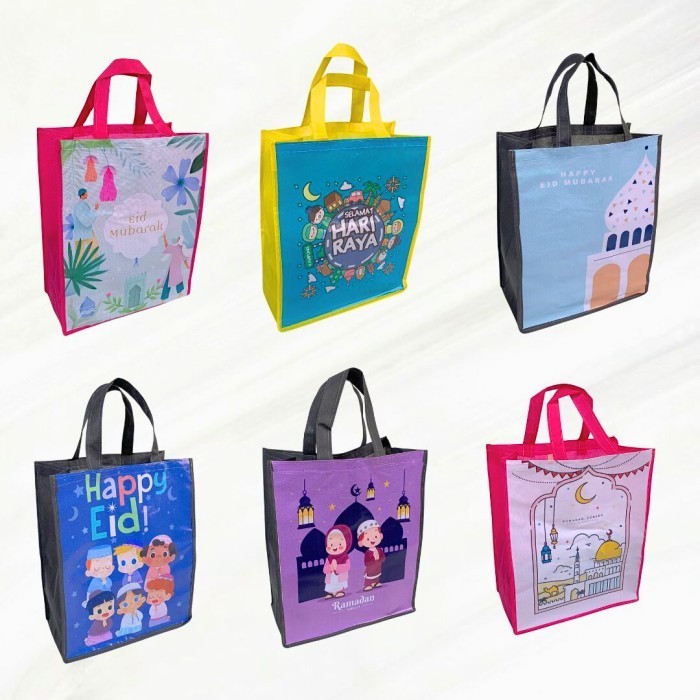 

Tas lebaran BANNER BESAR 30x38 spunbond parcel idul fitri goodie bag - Pink Bulan