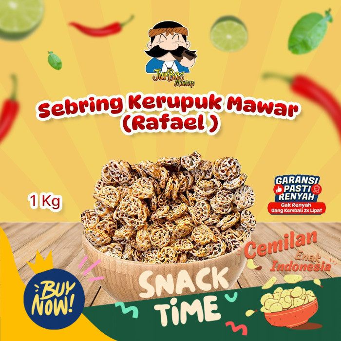 

Special Diskon Sebring Kerupuk Mawar (rafael) 1kg Pedas Jeruk Juragan Basreng