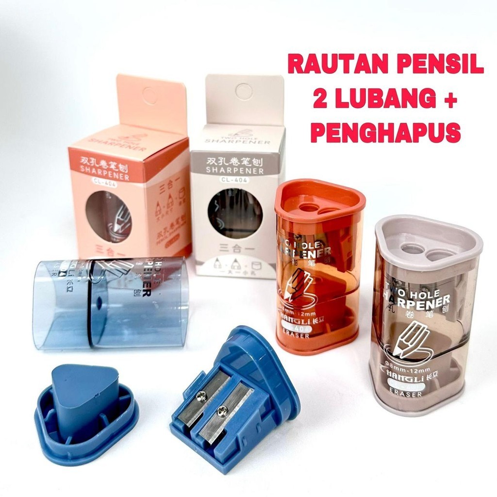 

JOS Rautan Serutan 2 Lubang + Penghapus / Rautan 2 IN 1 /Rautan Pensil
