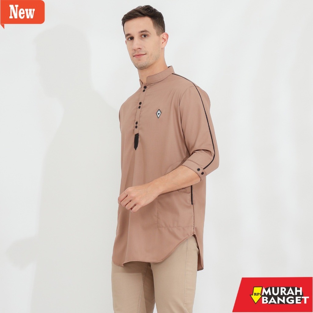 Gamis terbaru- baju koko qurta dewasa muslim gamis pria kurta pakistan lengan 3/4