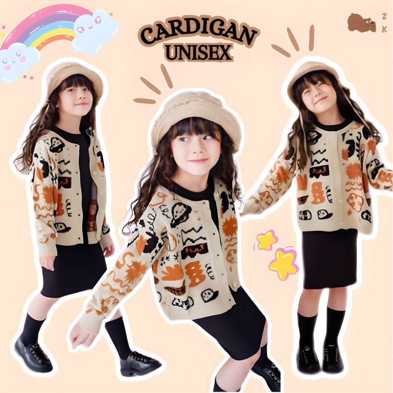 CARDIGAN KOREAN STYLE Kardigan Sweater Outer Knitt Rajut Premium Motif Lucu Lengan Panjang Unisex An