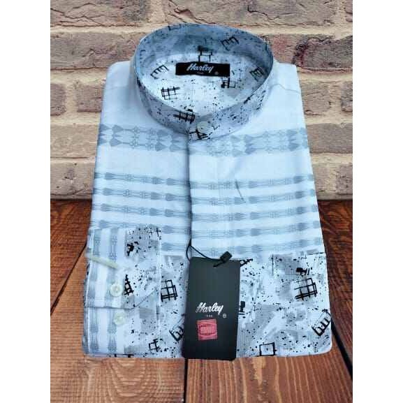 Kemko harley koko warna putih dewasa terbaru 2024 Kemeja pria lengan panjang
