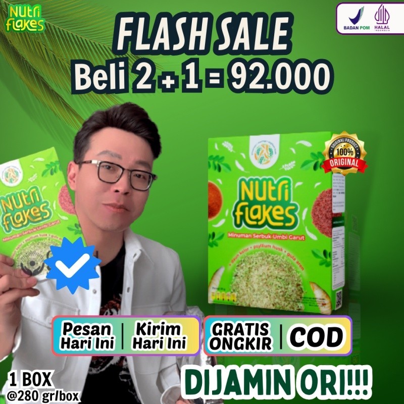 

Nutriflakes - Original Minuman Umbi Garut Ekstrak Daun Kelor Bantu Atasi Asam Lambung Maag Kronis Mual Muntah Kontrol Kolestrol Kolesterol Suplemen Makanan Diet Tingkatkan Antibody Lancarkan Pencernaan Isi 280gr