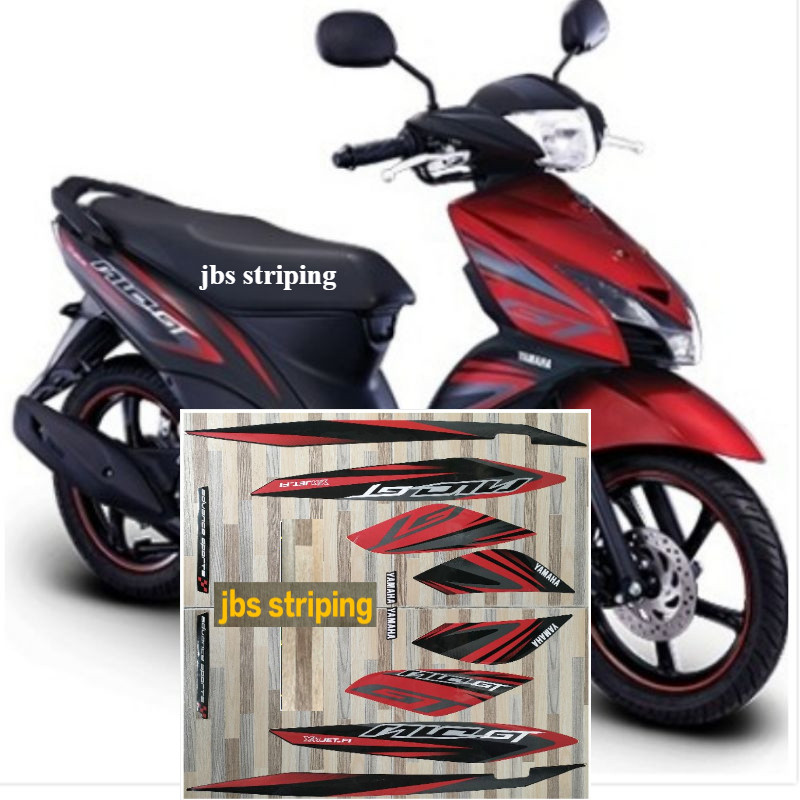 Stiker mio Striping yamaha Mio GT merah hitam tahun 2014 2015