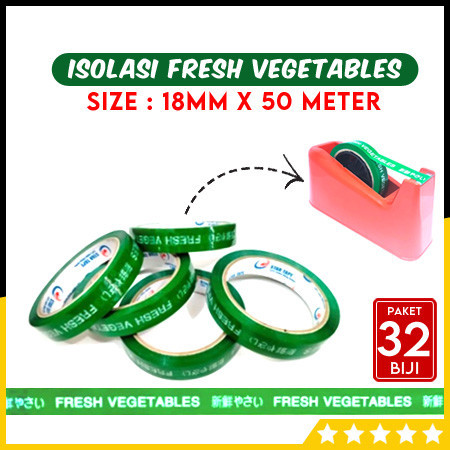 

[Paket 32 Biji] Lakban Isolasi Selotip FRESH VEGETABLES (18mm x 50 Meter) Buah Sayur