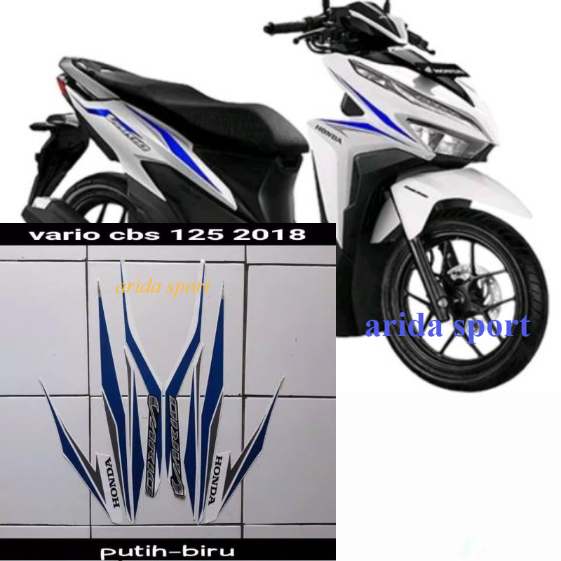 Stiker motor vario striping    new vario techno 125 led fi cbs 2018 putih biru