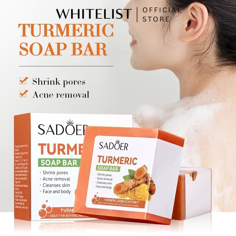 Sadoer Sabun Batang Esensial Oil Kunyit Turmeric Essence 100GR ( Free Jaring Sabun Busa )| Sabun Man
